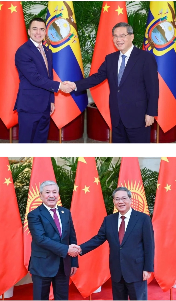 李强会见厄瓜多尔总统诺沃亚，李强会见吉尔吉斯斯坦总理卡瑟马利耶夫